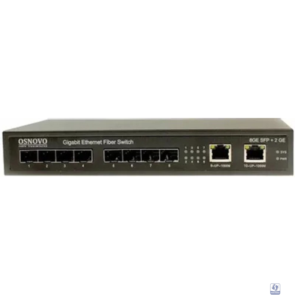 Коммутатор/ OSNOVO Гигабитный коммутатор, 8 *SFP 1000Base-FX, 2 x10/100/1000Base-T