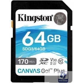 SecureDigital 64Gb Kingston Canvas Go Plus SDXC UHS-I U3 V30 SDG3/64GB