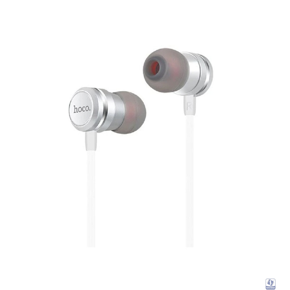HOCO M16/ Наушники + микрофон/ Кнопка ответа/ 1.2м/ 3.5 mm jack/ Silver