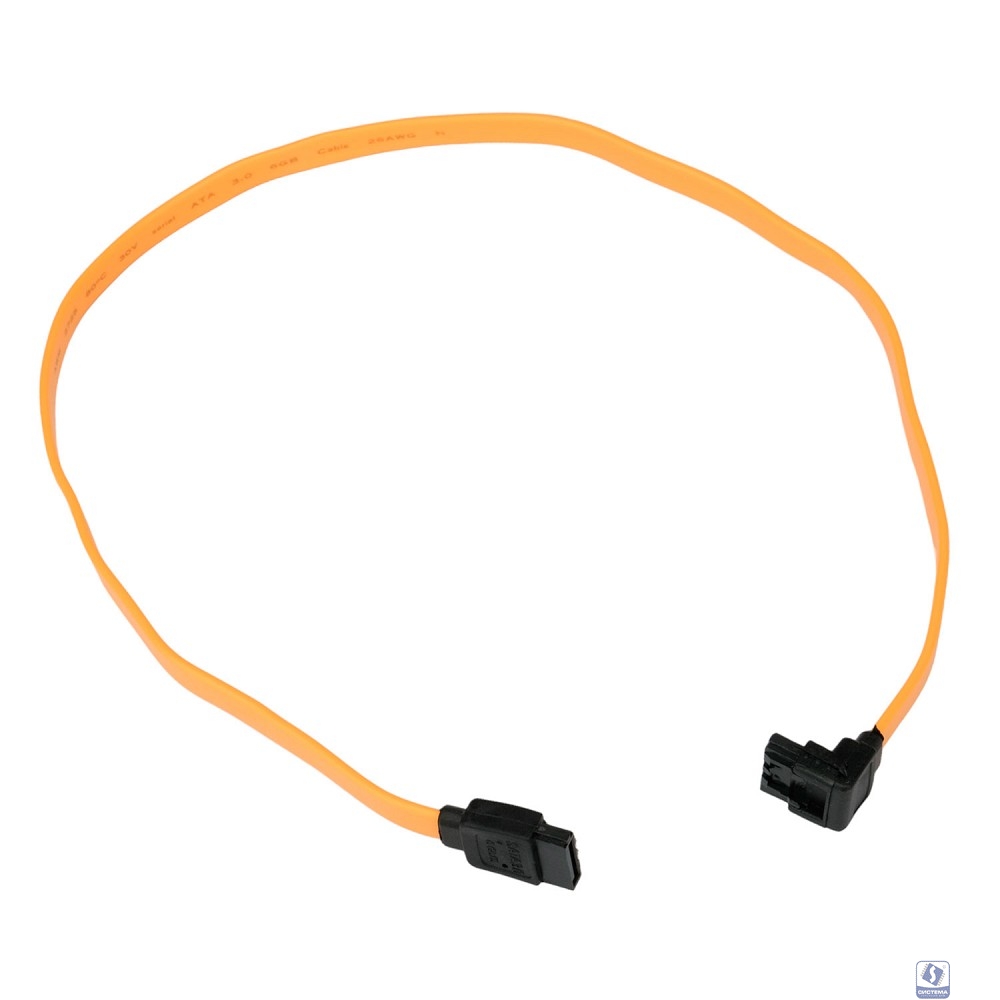 Cablexpert Кабель интерфейсный SATA Sata3 7pin / 7pin, угловой, защелка, 50см, желтый, пакет (CC-SATAM-DATA90-YL-50CM)