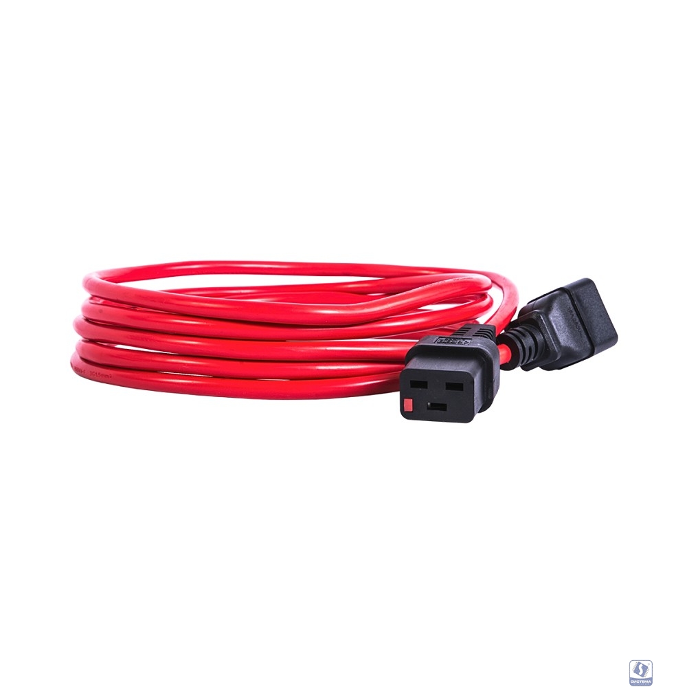 REM Шнур питания с фиксатором IEC 60320 C19/IEC 60320 C20, 16 А / 250 В (3 * 1,5), длина 3 м, красный R-16-Cord-C19-C20-3-Red