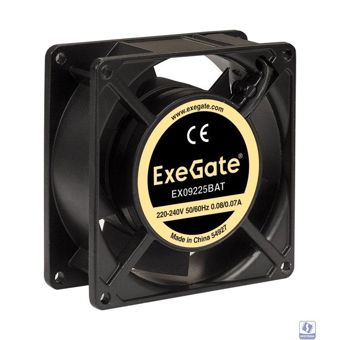 Exegate EX289004RUS Вентилятор 220В ExeGate EX09225BAT (92x92x25 мм, 2-Ball (двойной шарикоподшипник), клеммы, 2600RPM, 35dBA)