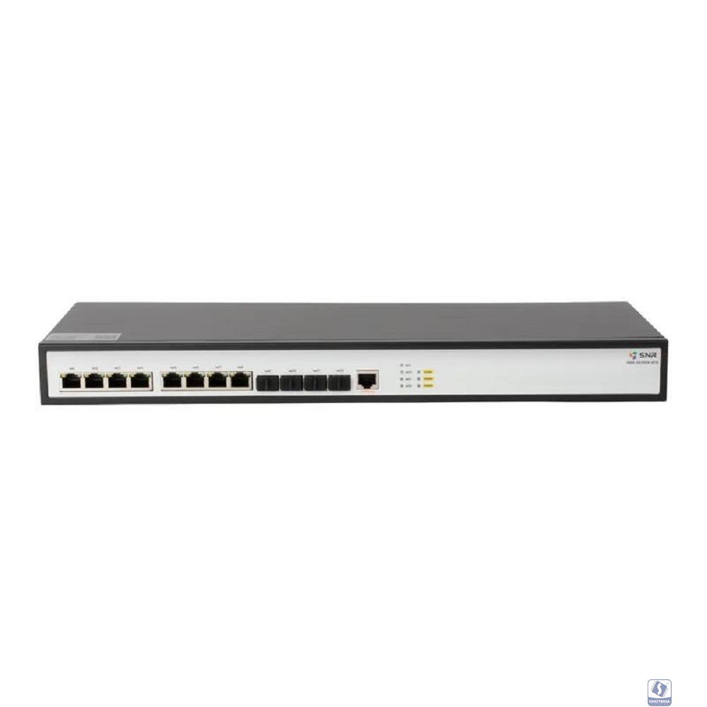 SNR SNR-S5310X-8TX-DC Управляемый коммутатор уровня 2+, 8 портов 1/2.5/5/10GBASE-T, 4 порта 1/10G SFP+ встроенный БП ~220V AC, RPS 36-72V DC