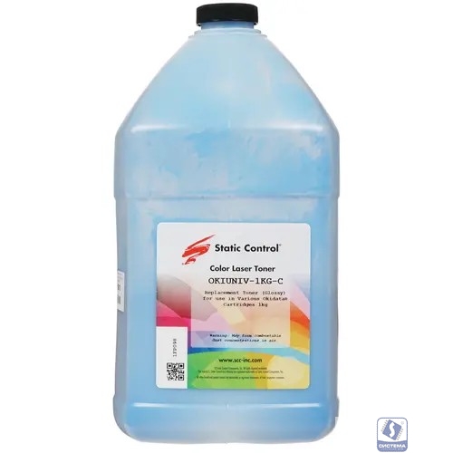 Тонер Static Control OKIUNIV-1KG-C голубой флакон 1000гр. для принтера Oki C3300N/5500