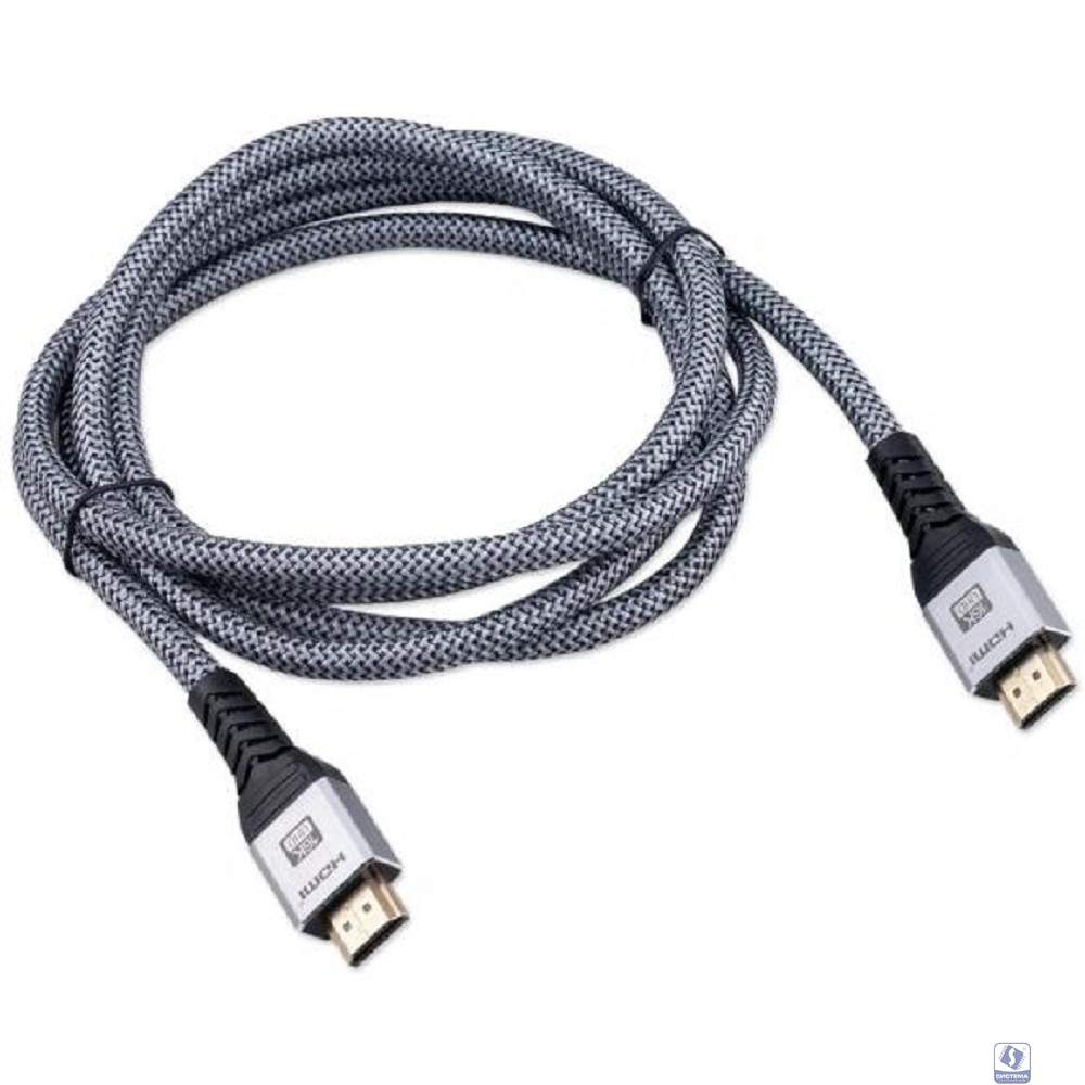 Cablexpert Кабель HDMI 19M/19M, v2.2, 16K, медь, тройной экран, нейлон, 2м, серый, коробка (CCP-HDMI16K-2M)