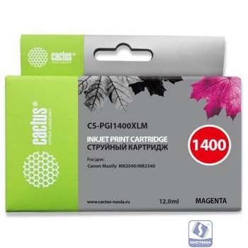 CACTUS PGI-1400XL M Картридж струйный для Canon MB2050/MB2350/MB2040/MB2340, пурпурный (12мл)