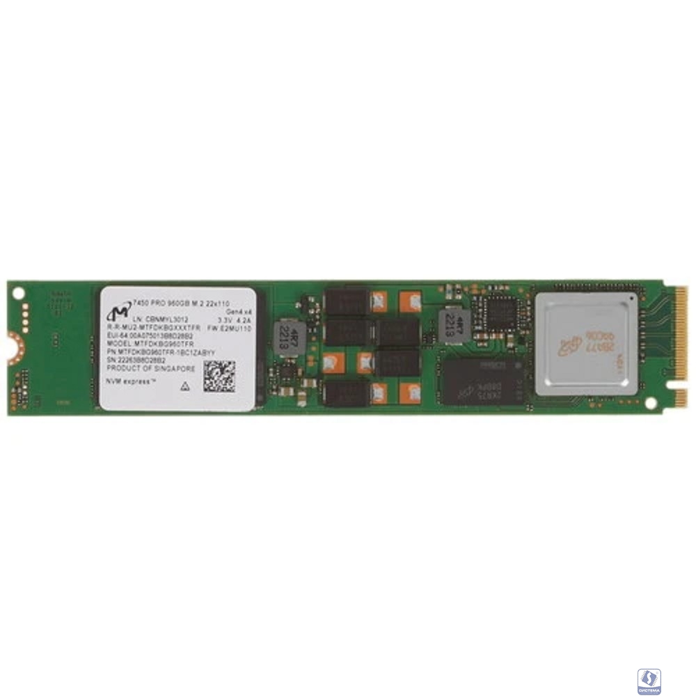Micron SSD 7450 PRO, 960GB, M.2(22x110mm), NVMe, PCIe 4.0 x4, 3D TLC, MTFDKBG960TFR-1BC1ZABYY
