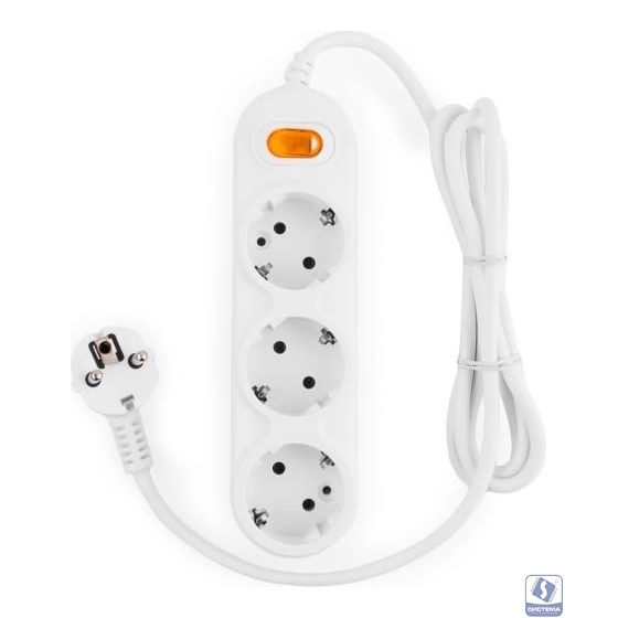 PowerCube Удлинитель (PC-1-5М) 5.0м, 3 розетки, 16А, с выключателем, белый