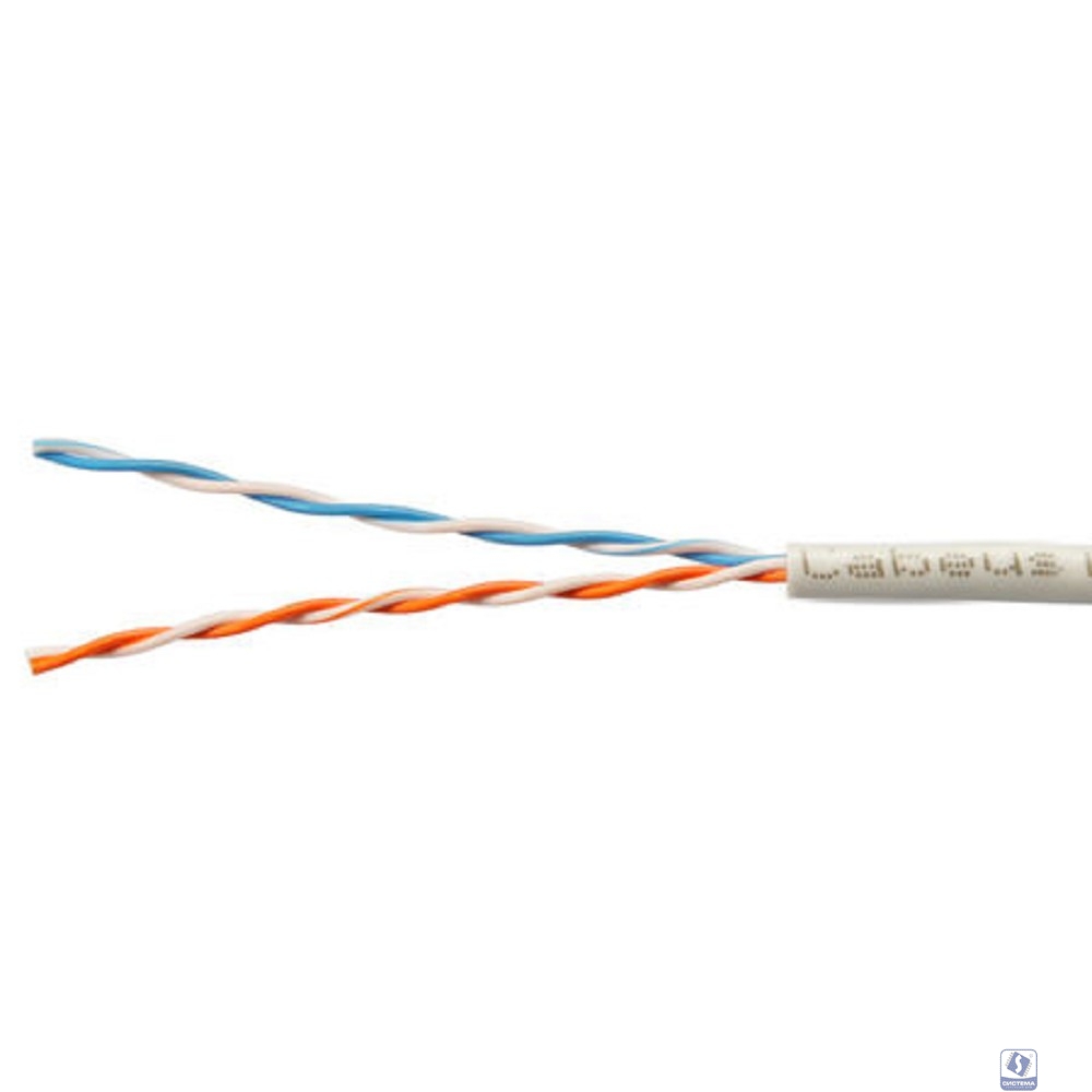 Cabeus UTP-2P-Cat.5e-SOLID-GY-20 Кабель витая пара UTP (U/UTP), категория 5e, 2 пары (24 AWG) , одножильный, PVC нг(А)-LS, серый (20 м)