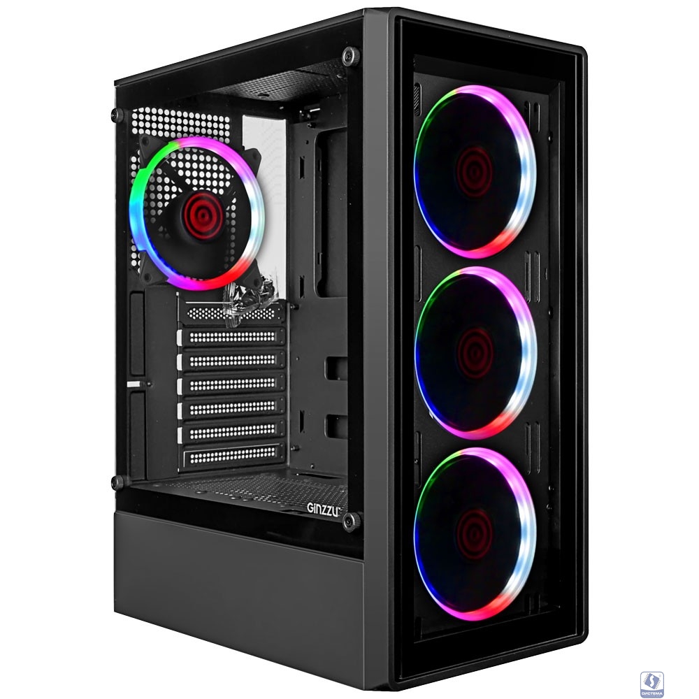 Ginzzu CL325 ATX FAN 4*RR4 FRGB передняя панель Стекло