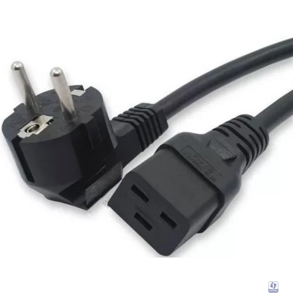 Кабель питания Filum FL-PC-SH90/C19-C3-0.5-BK ПВС-АП 3x2.5 CEE 7/7(Schuko) угловая - C19, 220/250В, 16А, чёрный, 0,5м (1084610)