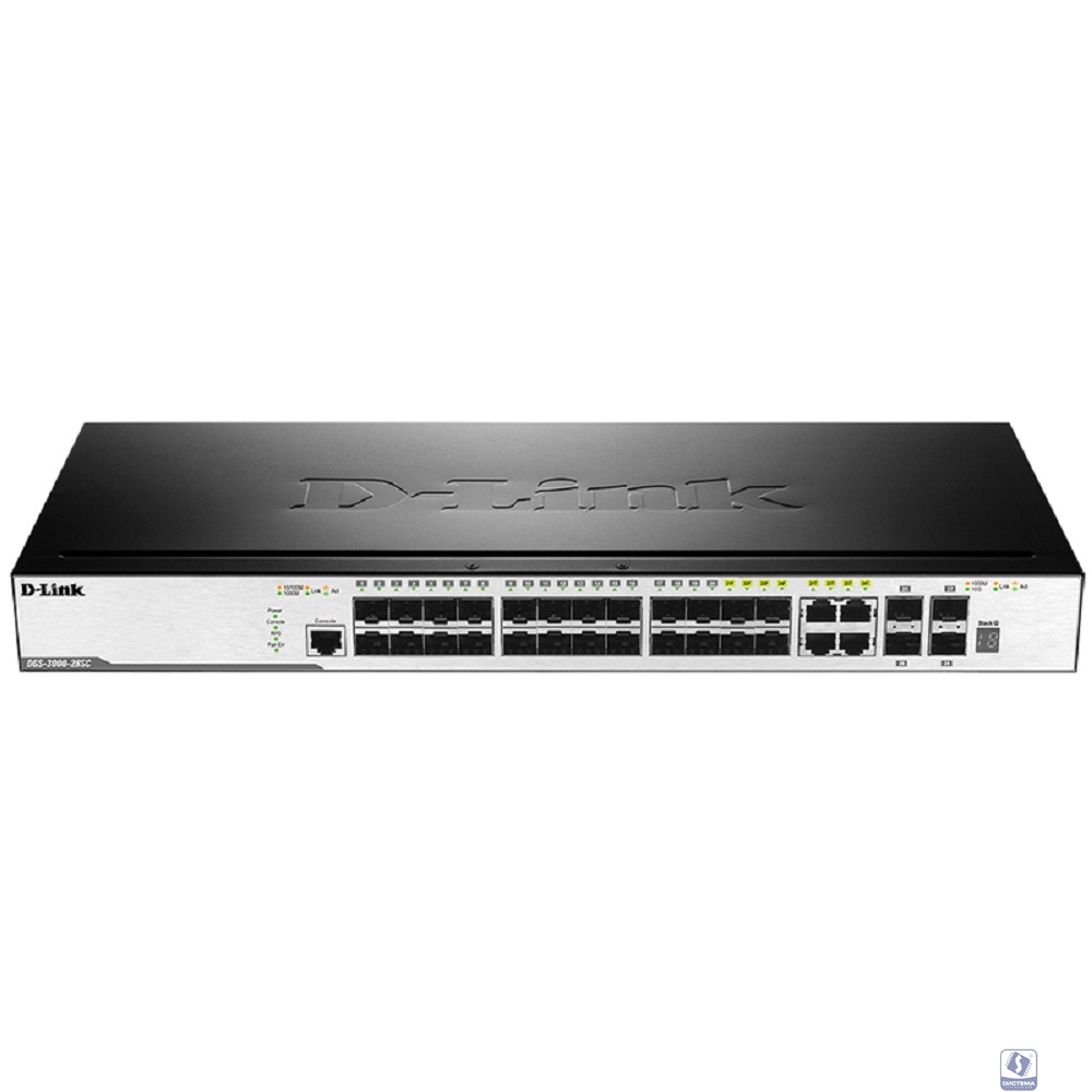 D-Link DGS-3000-28SC/A1A Управляемый L2 стекируемый коммутатор с 20 портами 100/1000Base-X SFP, 4 комбо-портами 100/1000Base-T/SFP и 4 портами 10GBase-X SFP+