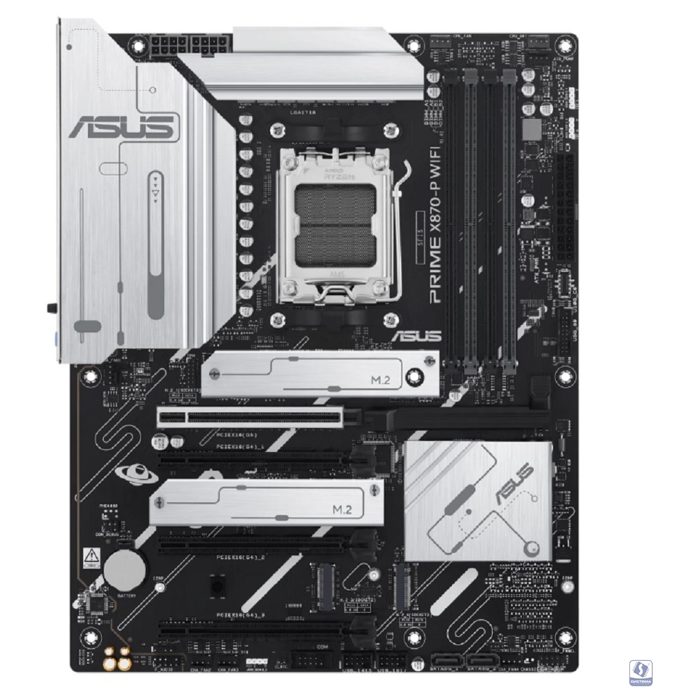 ASUS PRIME X870-P WIFI (Socket AM5, ATX, 4xDDR5(256GB), HDMI 2.1, 1xPCIe 5.0x16/3xPCIe 4.0x16, 1xLAN (2.5GbE), 2xSATA 6Gb/s, 4xM.2, RAIDXpert2 Technology, Wi-Fi 7, 2xType-C, Wi-Fi 7, 4xUSB 3.2, 2xUSB