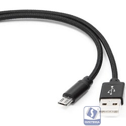 Gembird Кабель USB 2.0 Cablexpert CC-mUSB2bk1m, AM/microBM 5P, 1м, нейлоновая оплетка, алюминиевые разъемы, черный, пакет