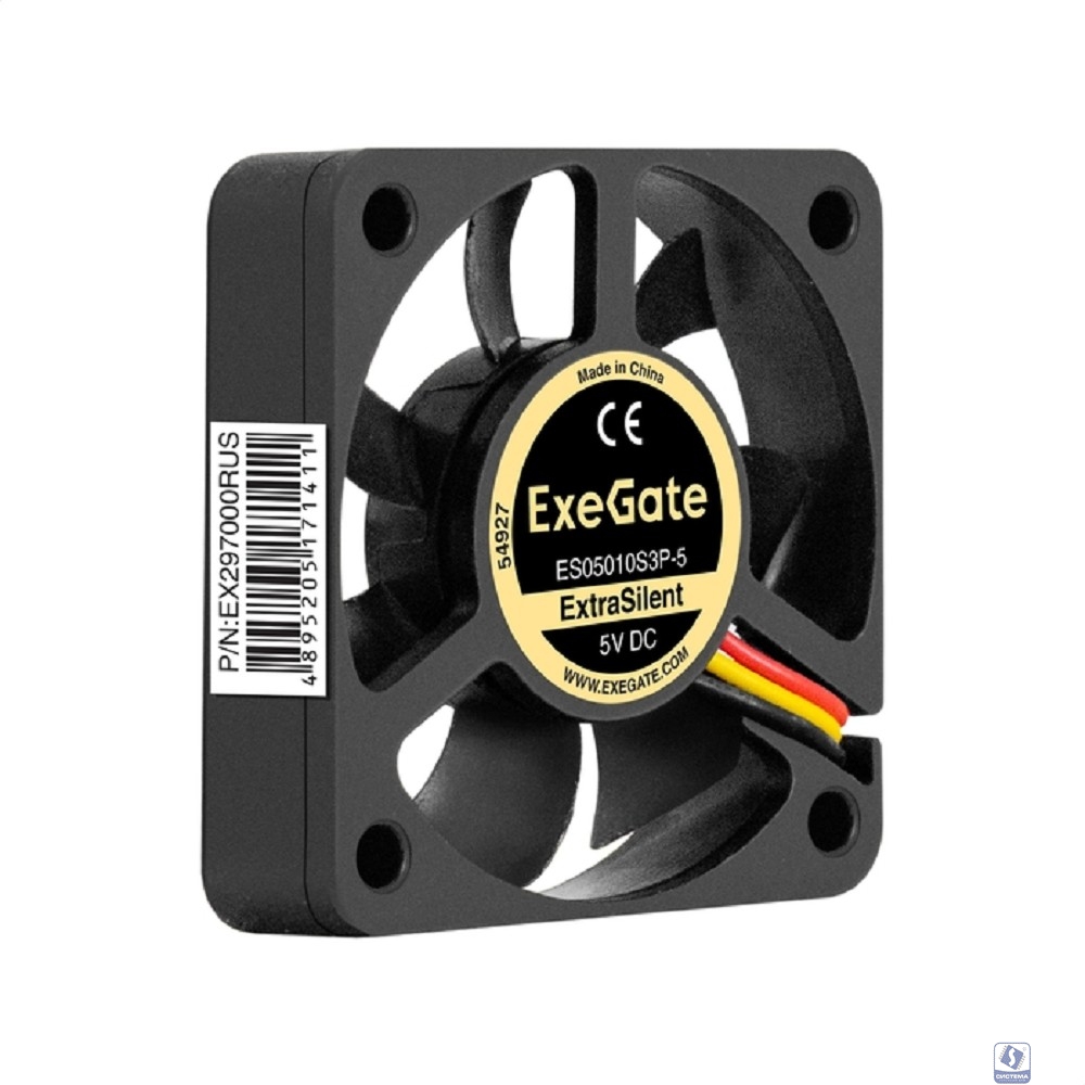 Exegate EX297018RUS Вентилятор 12В DC ExeGate ExtraSilent ES05010S3P (50x50x10 мм, Sleeve bearing (подшипник скольжения), 3pin, 5000RPM, 28dBA)