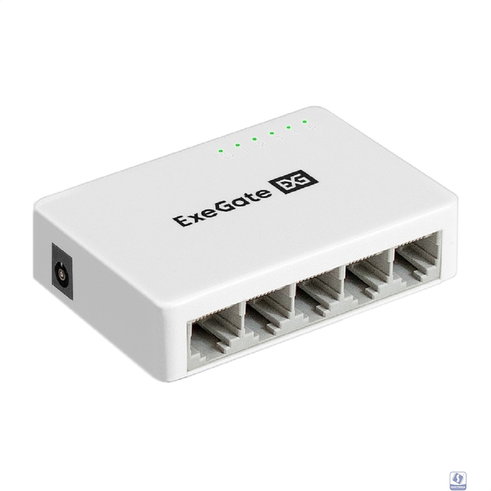 Exegate EX298687RUS Коммутатор неуправляемый ExeGate EDGS-1005С (5-портовый гигабитный UTP 10/100/1000 Base-T, с функцией энергосбережения (EEE), настольный)