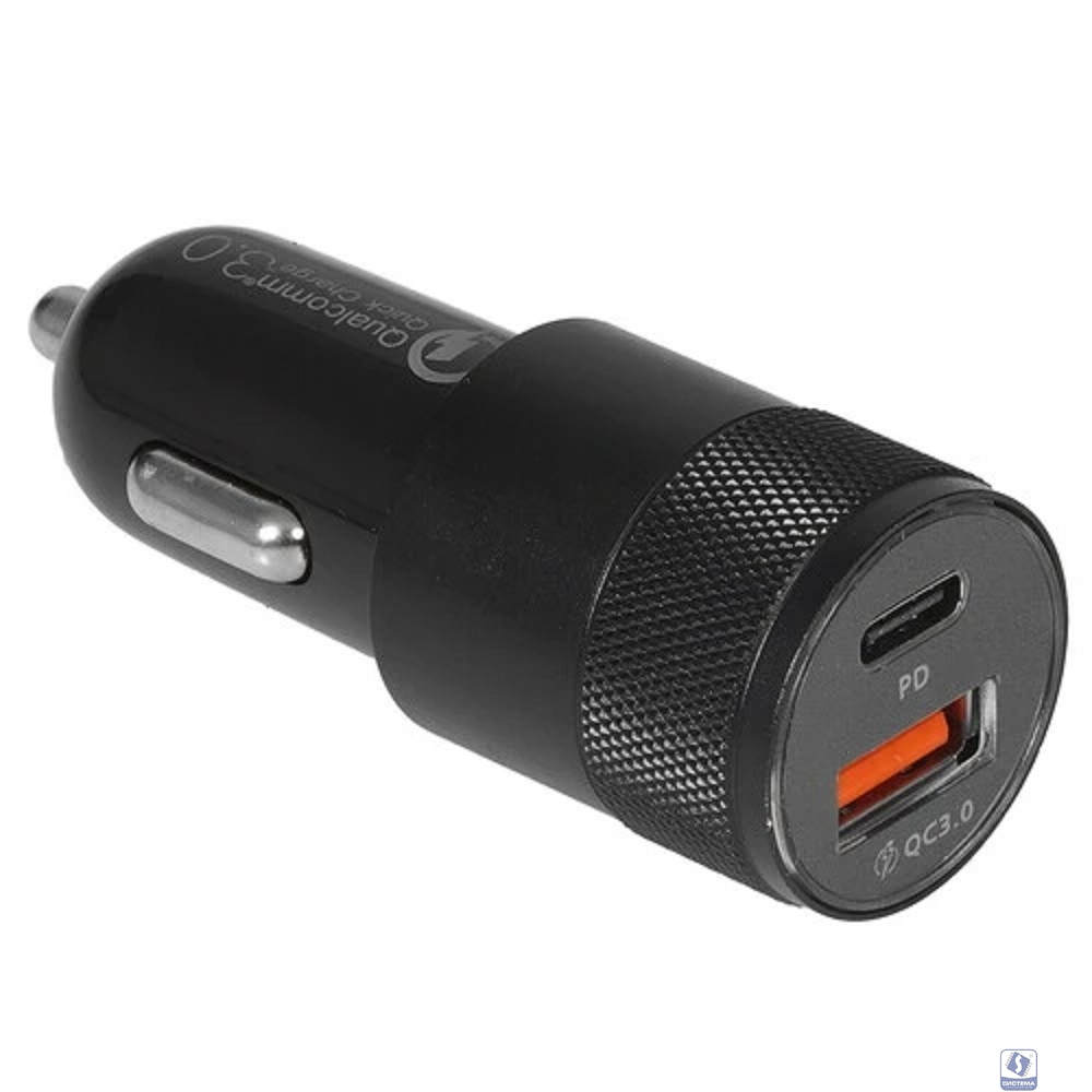 Cablexpert Автомобильное зарядное устройство 38Вт, 3А, QC3.0/PD, 1xUSB, 1xType-C, черный, пакет (MP3A-UC-CAR24)