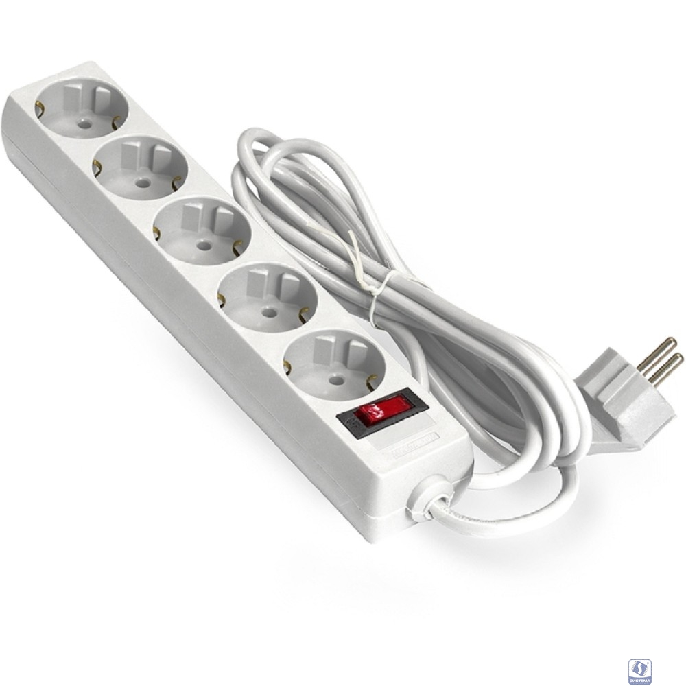 Exegate EX279359RUS Удлинитель ExeGate EC-5-5W (5 розеток, 5м, евровилка, белый)