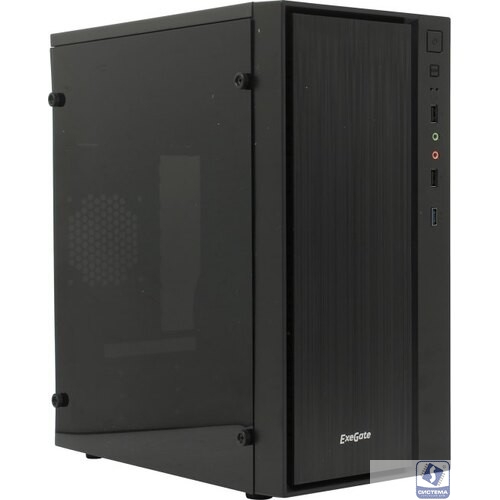 Exegate EX283753RUS Корпус Minitower ExeGate mEVO-9301-RGB-700W-12 (mATX, БП 700NPX с вент. 12см, с окном, 2*USB+1*USB3.0, HD аудио, черный с RGB подсветкой)