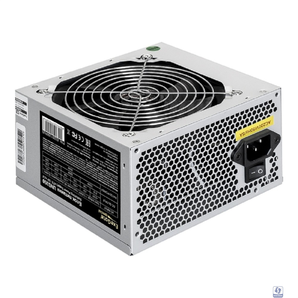 ExeGate ES261566RUS-PC Блок питания 350W UNS350 (ATX, PC, 12cm fan, 24pin, 4pin, 3xSATA, 2xIDE, FDD, кабель 220V в комплекте)