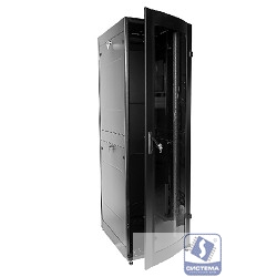 ЦМО Шкаф телекоммуникационный напольный ПРОФ универсальный 42U (600x600) дверь стекло, чёрный, в сборе (ШТК-МП-42.6.6-1ААА-9005) 