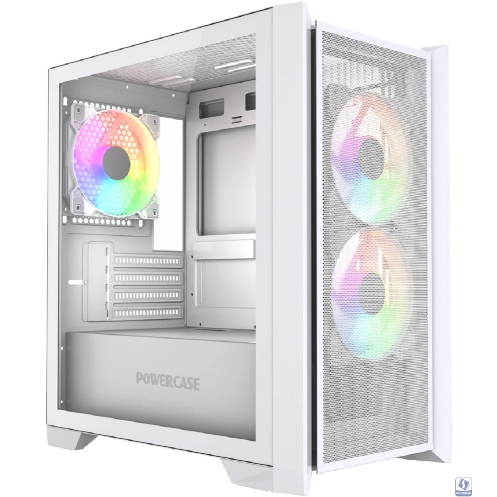 Powercase Alisio Micro Z3W ARGB V2, Tempered Glass, 3x 120mm ARGB fan, белый, mATX  (CAMZW-A3-V2)