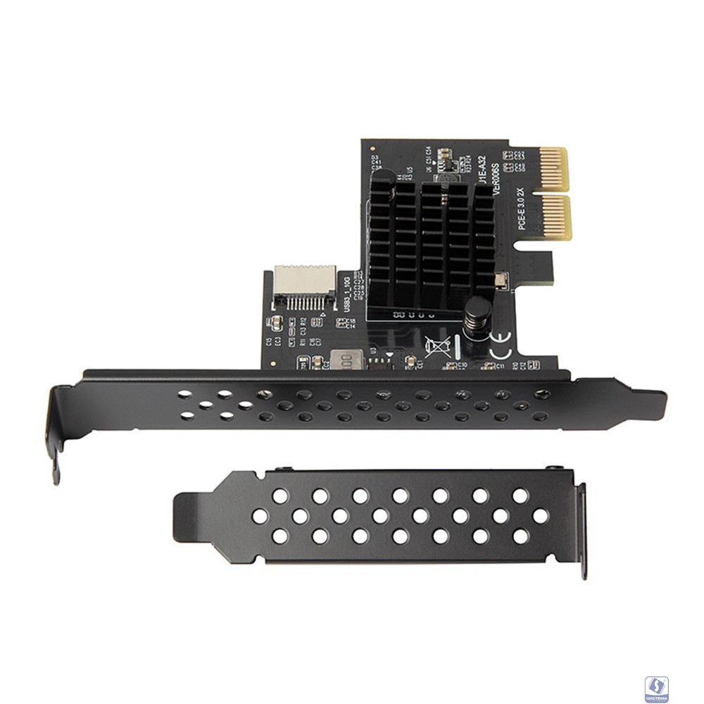 ORIENT AM-U3142PE-E, Контроллер PCI-Ex2 v3.0, USB 3.2 Gen2 (SuperSpeed USB 10Gbps), скорость до 10 Гбит/с, 1-port int Type-E, ASM3142 chipset, Self powered, 2 планки крепления (33364)