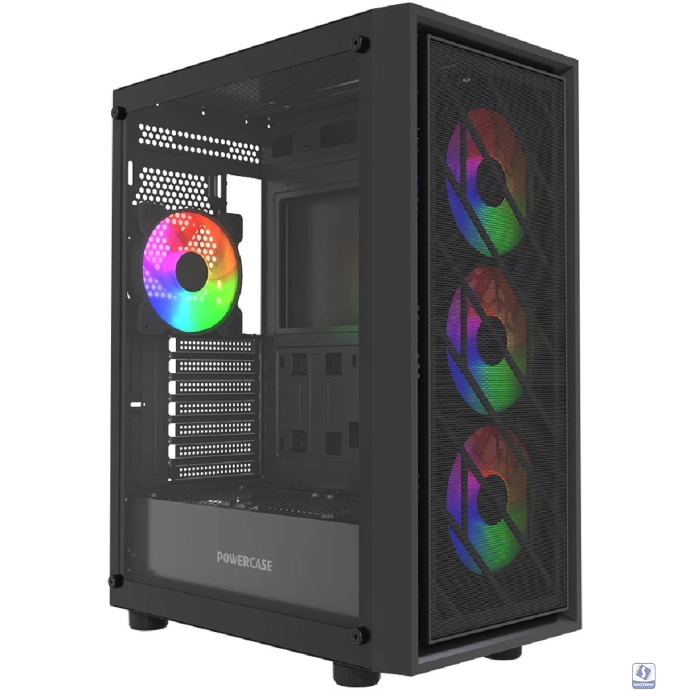 Powercase Mistral EA16, Tempered Glass, 4x 120mm FRGB Fan, чёрный, ATX  (CMAEA16-L4)