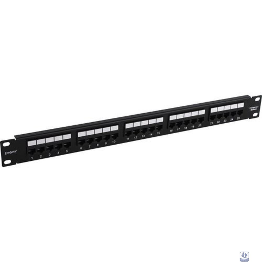 Exegate EX281084RUS Патч-панель телефонная 19", 1U 25 port ExeGate  разъём RJ-12 6P4C, RoHS, цвет черный