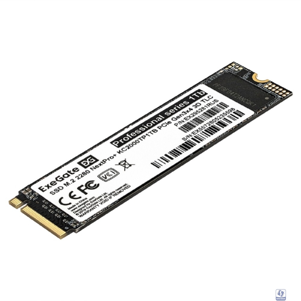 Exegate SSD M.2 2280 1Tb ExeGate NextPro+ KC2000TP1TB (PCIe Gen3x4, NVMe, 22x80mm, 3D TLC) [EX295281RUS]