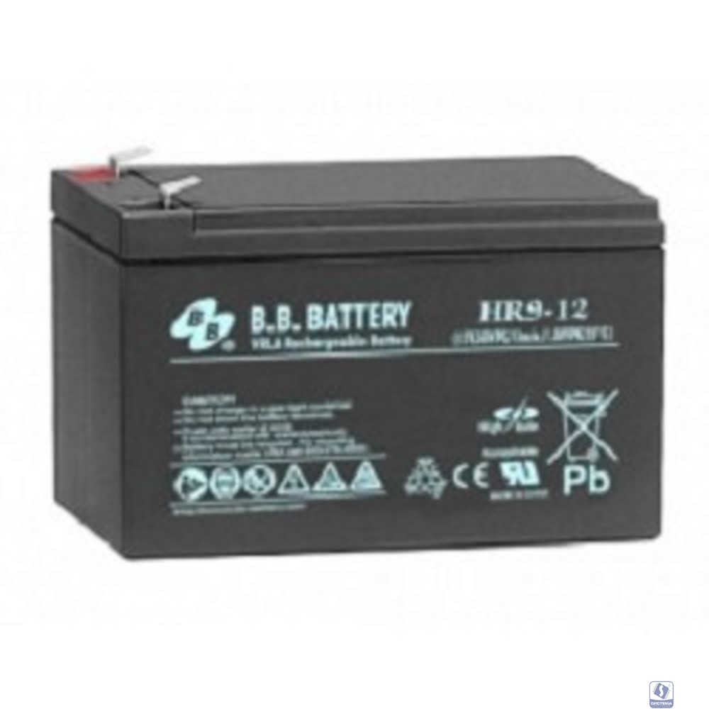 АКБ B.B. Battery HR 9-12 (12В 9Ач) 216Вт/блок, ДхШхВ 151x65x94 мм, масса 2.75 кг, клеммы F2