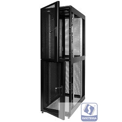 ЦМО Шкаф серверный ПРОФ напольный колокейшн 40U (600x1200) 2 секции, дверь перфор. 2 шт., черный, в сборе (ШТК-СП-К-2-40.6.12-44АА-Ч)