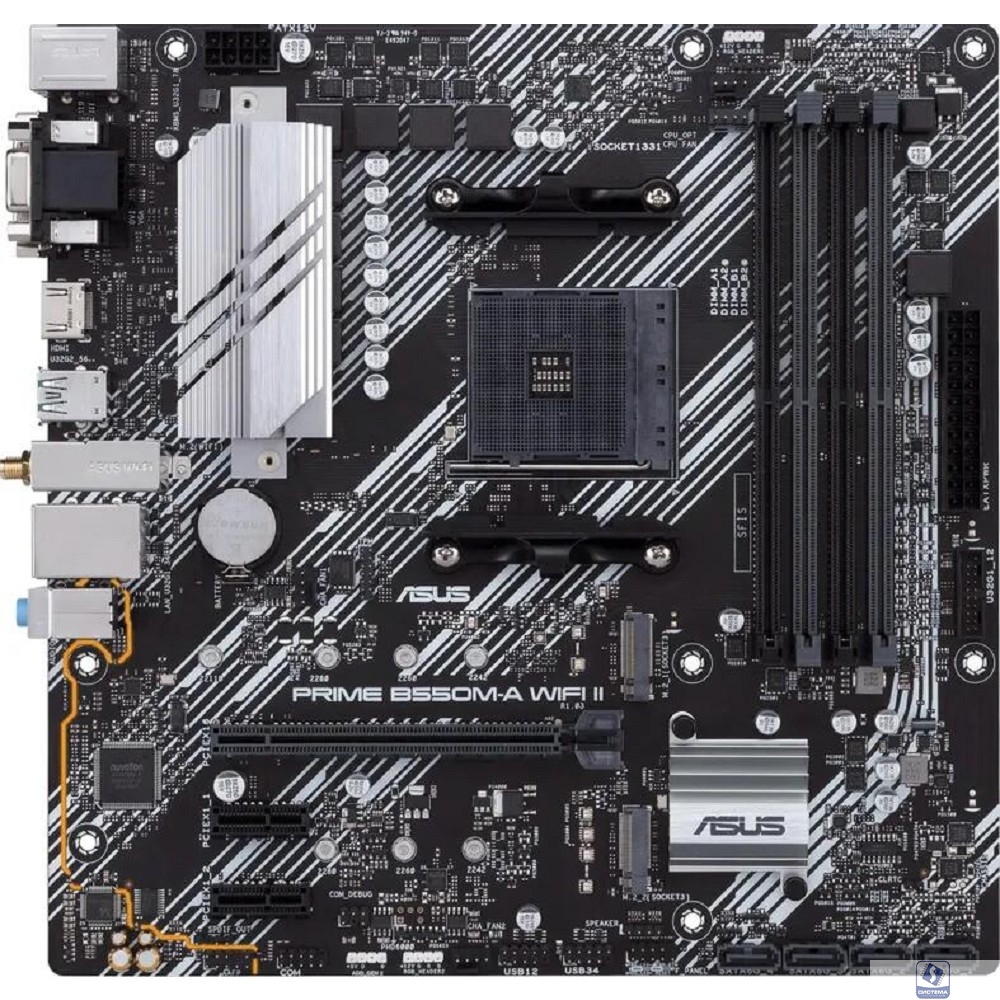 ASUS Prime B550M-A WiFi II B550 Socket AM4 4xDDR4, 4xSATA3, RAID, 2xM.2, 1xPCI-E16x, 6xUSB3.2, D-Sub, DVI-D, HDMI, WiFi, Glan, mATX