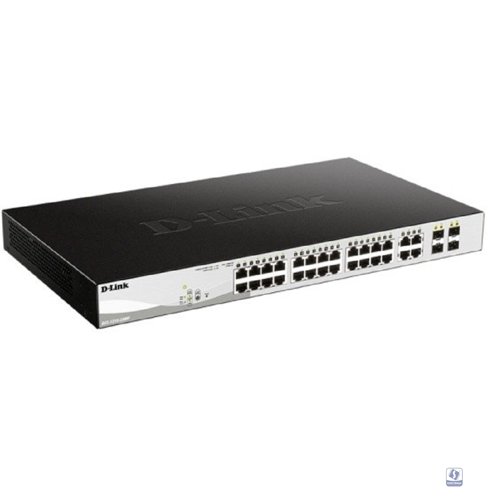 D-Link DGS-1210-28MP/FL1A PROJ Управляемый L2 коммутатор с 24 портами 10/100/1000Base-T и 4 комбо-портами 100/1000Base-T/SFP (24 порта PoE 802.3af/at, РоЕ-бюджет 370 Вт)
