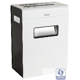 Шредер Deli E9903-EU белый/черный (секр.P-4) фрагменты 12лист. 23лтр. скрепки скобы пл.карты CD