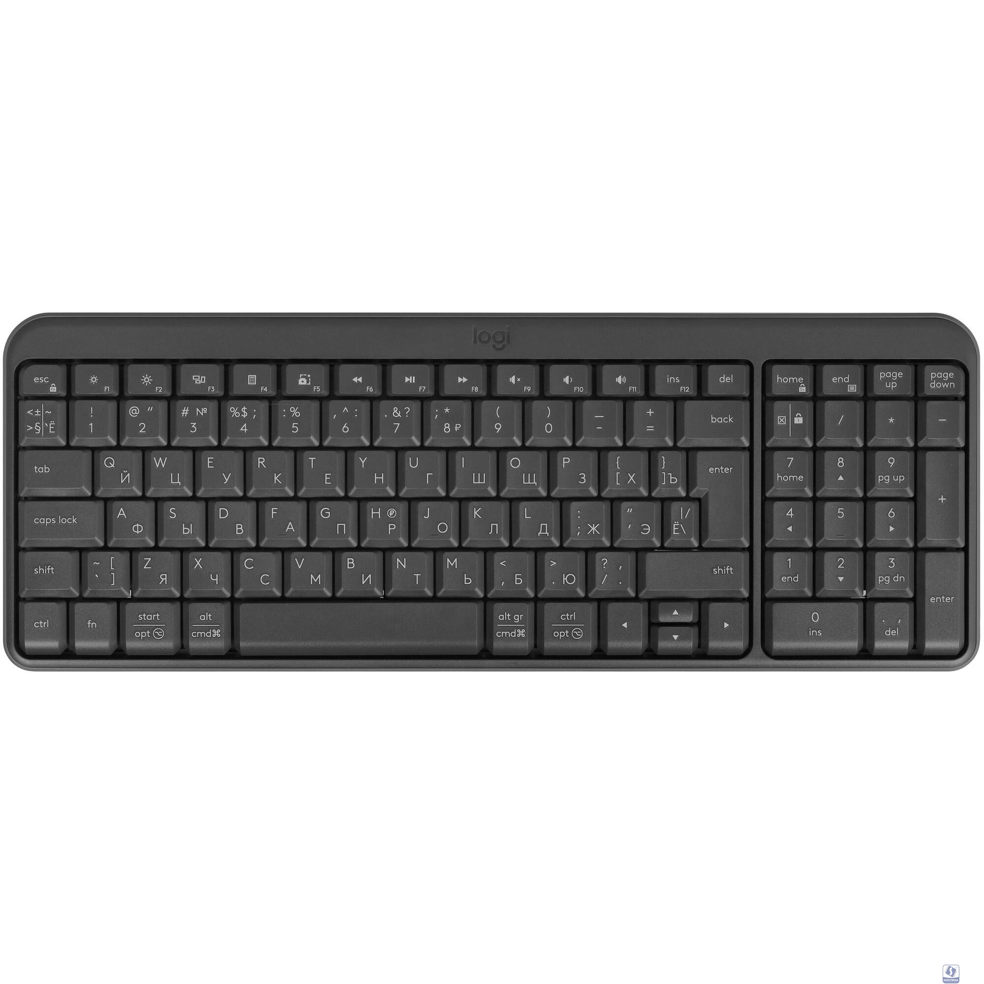 920-013452 Logitech Клавиатура K250 Graphite Wireless оригинальная заводская гравировка RU/LAT