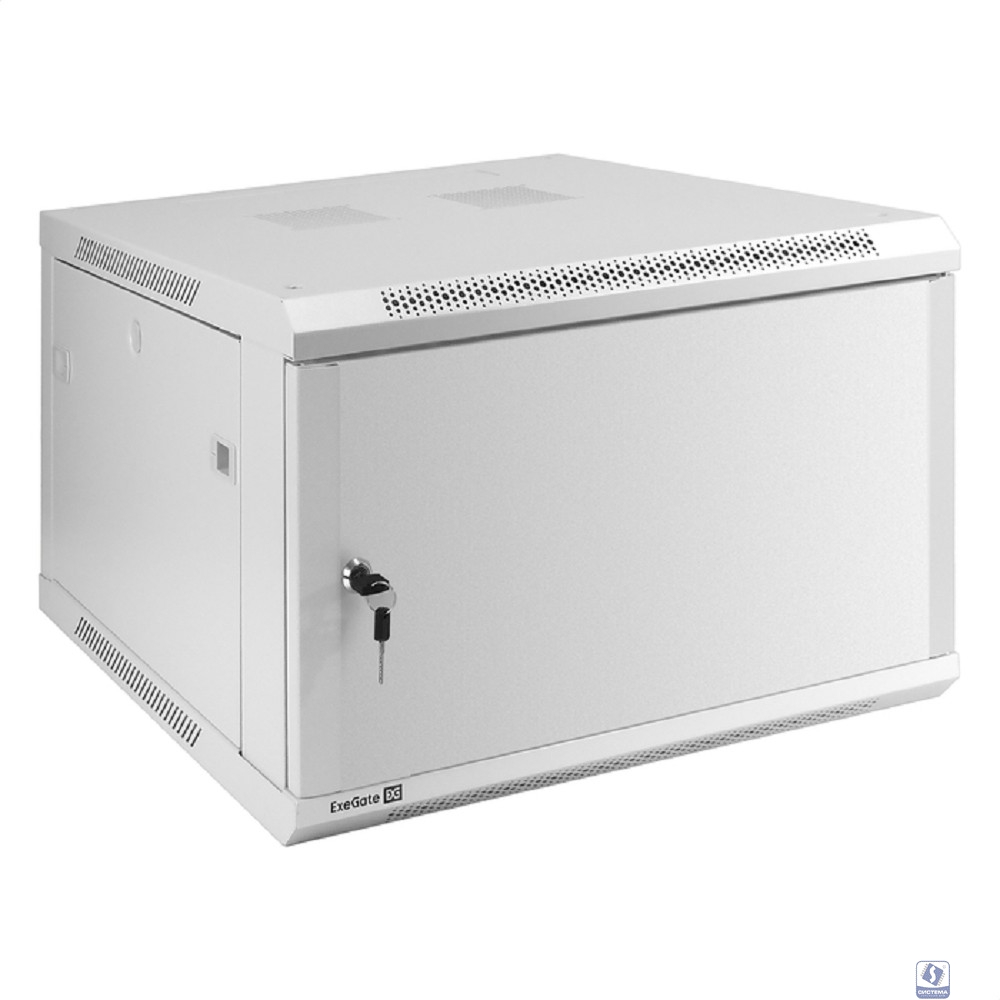 Exegate EX298612RUS Шкаф телекоммуникационный 19" настенный 6U ExeGate EC-WM-6U.600.M.GREY (19”, 6U, 600x600x370mm (ШхГхВ), передняя дверь металл, съемные боковые панели, пыле- и влагозащита IP23, све