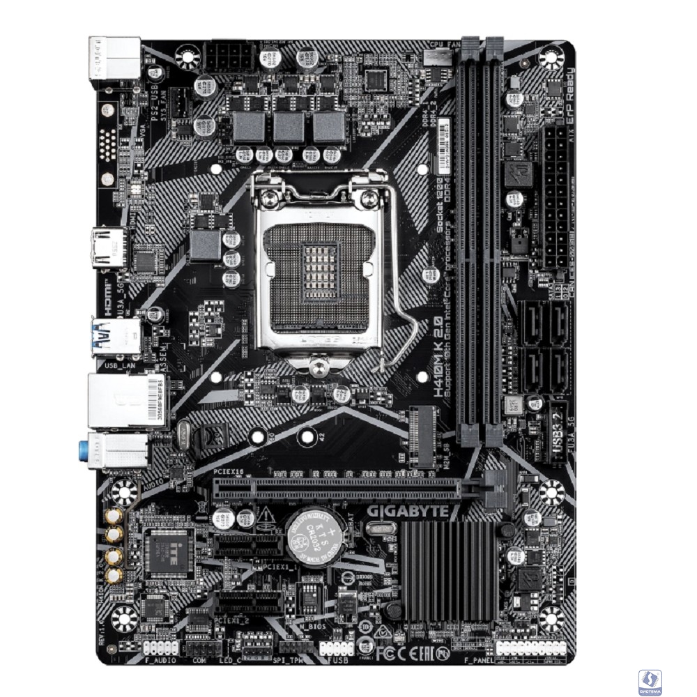 Gigabyte H410M K 2.0 (LGA1200, Q470E, 2*DDR4 (2933), 2*SATA RAID, M.2, 2*PCIe, HDMI, 2*USB 3.2, 4*USB 2.0) RTL