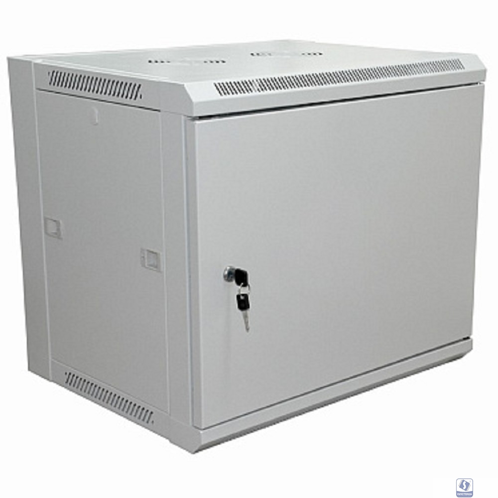 Rexant (04-2210) Шкаф настенный 19" 6U 600х450х370мм (ШхГхВ) - передняя дверь металл, боковые стенки съемные (разобранный), RAL 7035 PRO