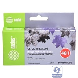 Картридж струйный Cactus CS-CLI481XXLPB голубой (12мл) для Canon Pixma TS8140/TS9140