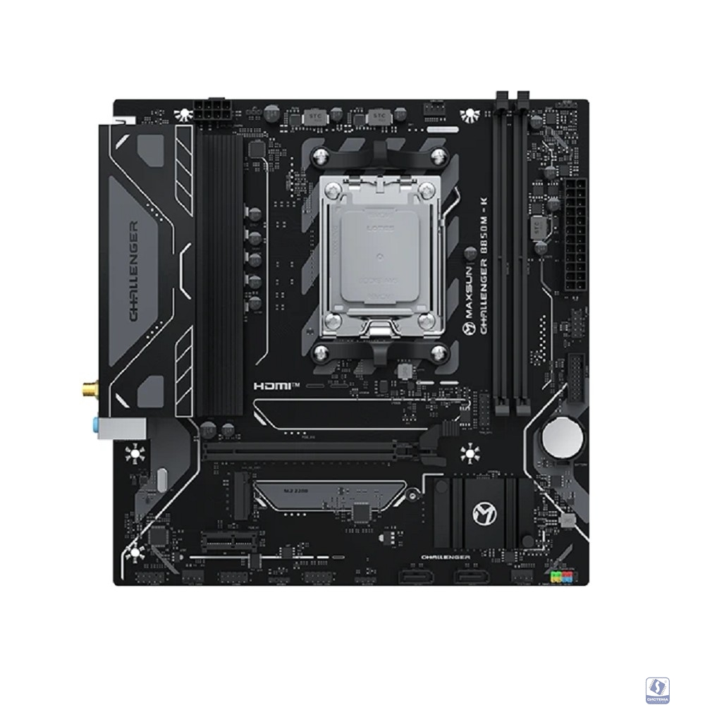 MAXSUN MS-Challenger B850M-K WIFI (Socket AM5, mATX, 2*DDR5 (96Gb), HDMI 1.4, 2*SATA3, 1*M.2, 1*PCIEx16/1*PCIEx1, 2*USB 2.0, 4*USB 3.2, LAN 1*1G, Wi-Fi 6,  RTL)