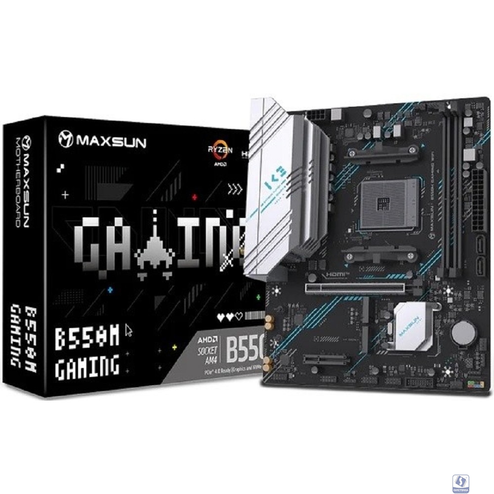 MAXSUN MS-B550M GAMING WIFI (Socket AM4, mATX, 2*DDR4, VGA/HDMI, 2*SATA3, 2*M.2, 1*PCIEx16/1*PCIEx4, 4*USB 2.0, 2*USB 3.2 Gen1, Wi-Fi 5,  LAN 1*1G, RTL)
