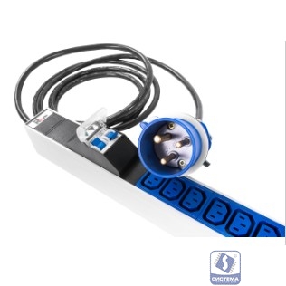 REM Верт блок розеток Rem-32, 1 фаза 32A, 2 авт, инд, 24 C13, 6 C19, 1420 мм, вх IEC 309, шнур 3 м