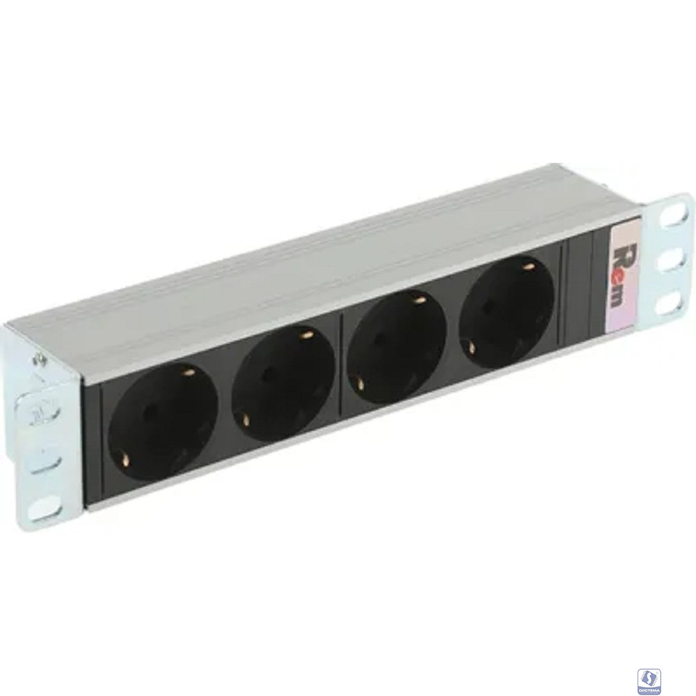 REM Блок розеток Rem-10 без шнура, 4 Schuko, вход IEC 60320 C14, 10A, алюм., 10" (R-10-4S-220-Z)