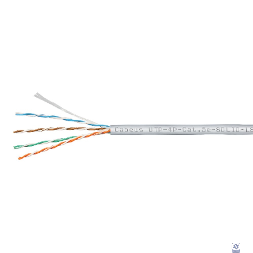 CABEUS UTP-4P-CAT.5E-SOLID-LSZH-GY КАБЕЛЬ ВИТАЯ ПАРА UTP (U/UTP), КАТЕГОРИЯ 5E, 4 ПАРЫ (24 AWG), ОДНОЖИЛЬНЫЙ, СЕРЫЙ, LSZH, НГ(А)-HF, (305 М)