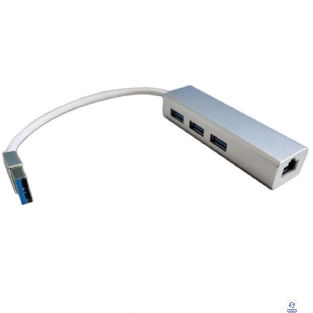 Bion переходник USB3.0 -> RJ-45/3*USB3.0, 1000mbps, алюминиевый корпус, 20 см [BXP-USBA-LAN-USB]