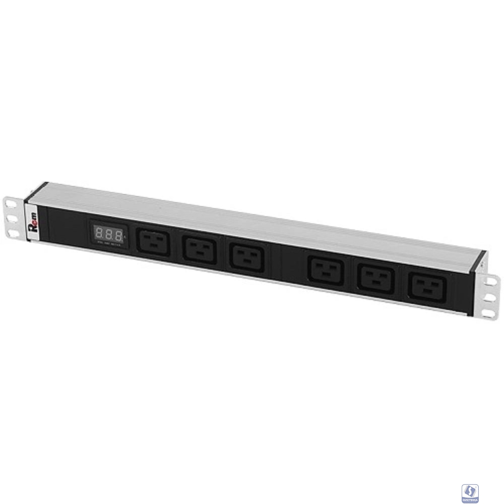 REM Блок розеток Rem-32 с амп., 6 IEC 60320 C19, 32А, алюм., 19", колодка (R-32-6C19-Am-440-K)