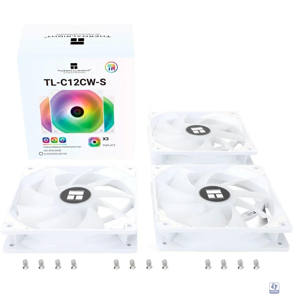 Thermalright Комплект вентиляторов (3 шт.) TL-C12CW-S (Pack of 3) / ARGB / 120mm PWM / TRTLC12CWS.3P