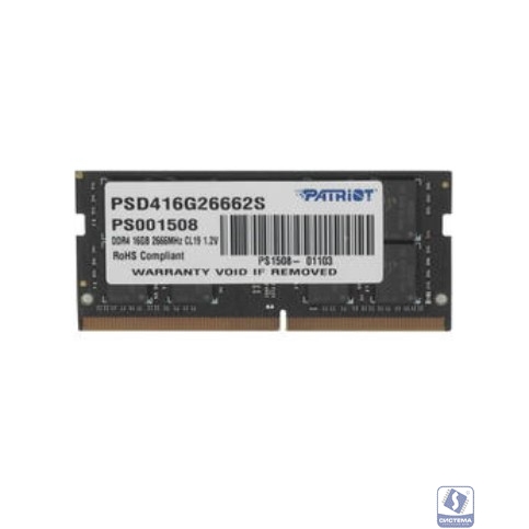 Patriot DDR4 SODIMM 16Gb  2666MHz  PSD416G26662S RTL PC4-21300 CL19 260-pin 1.2В dual rank