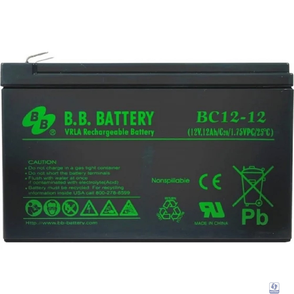 АКБ B.B. Battery BC 12-12 (12V 12Ah  ДхШхВ 151x98x98 мм, масса 3,35 кг) клеммы F2 